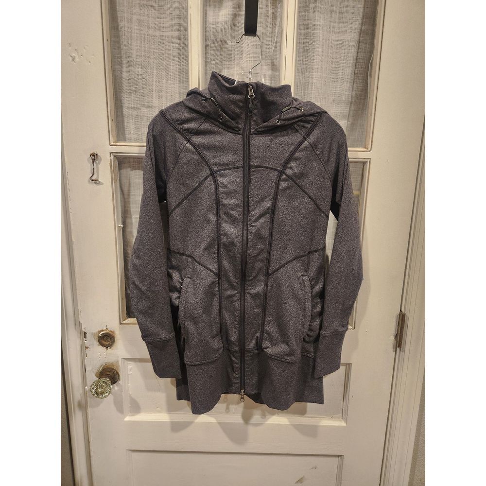 Athleta Gray Athletic Zip Up Jacket with Hood Womens Size Small